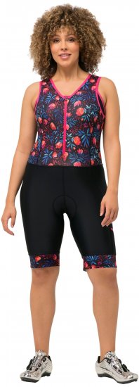 Ulla Popken Functional Padded Zip Front Cycling Leotard Black - Kavbojke & Hlače v Velikih Številkah – Plus Size - 