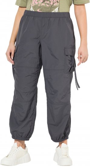 Ulla Popken Elastic Waist Cargo Pants Graphite Grey - Kavbojke & Hlače v Velikih Številkah – Plus Size - 