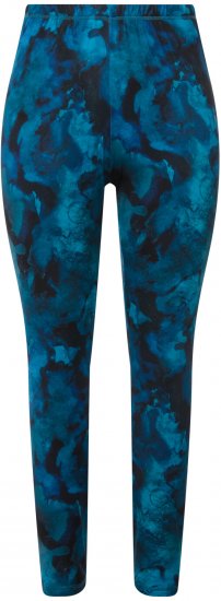 Ulla Popken Ink Print Functional Ski Leggings Blue - Kavbojke & Hlače v Velikih Številkah – Plus Size - 