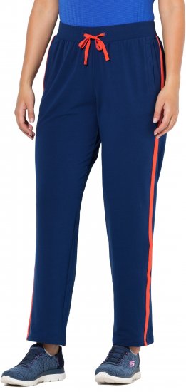 Ulla Popken Side Stripe Joggers Blue - Kavbojke & Hlače v Velikih Številkah – Plus Size - 