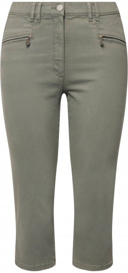 Ulla Popken Cropped Stretch Fit Mony Pants Light Moss Green - Kavbojke & Hlače v Velikih Številkah – Plus Size - 