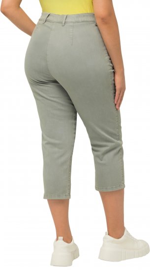 Ulla Popken Cropped Stretch Fit Mony Pants Light Moss Green - Kavbojke & Hlače v Velikih Številkah – Plus Size - 