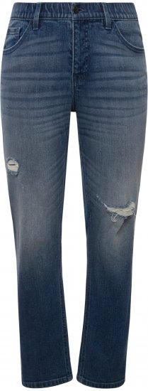 Ulla Popken Sammy Destroy 5 Pocket Jeans Blue Denim - Kavbojke & Hlače v Velikih Številkah – Plus Size - 
