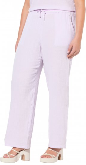 Ulla Popken Muslin Pull On Pants Purple - Kavbojke & Hlače v Velikih Številkah – Plus Size - 