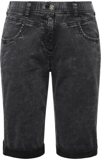 Ulla Popken Denim Acid Wash Bermuda Shorts Black - Kavbojke & Hlače v Velikih Številkah – Plus Size - 