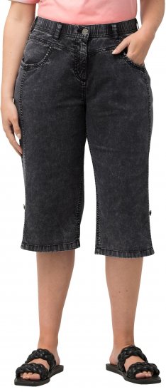 Ulla Popken Denim Acid Wash Bermuda Shorts Black - Kavbojke & Hlače v Velikih Številkah – Plus Size - 
