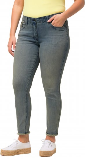 Ulla Popken Fringed Hem Sarah Jeans Blue - Kavbojke & Hlače v Velikih Številkah – Plus Size - 