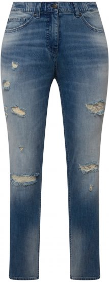 Ulla Popken Distressed Stretch Fit Sarah Jeans Blue - Kavbojke & Hlače v Velikih Številkah – Plus Size - 