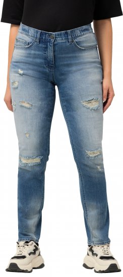 Ulla Popken Distressed Stretch Fit Sarah Jeans Blue - Kavbojke & Hlače v Velikih Številkah – Plus Size - 