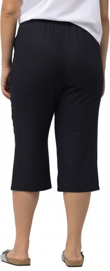 Ulla Popken Cropped Linen Blend Elastic Waist Pants Navy - Kavbojke & Hlače v Velikih Številkah – Plus Size - 