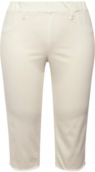 Ulla Popken Stretch Fit Raw Hem Capris Snow White - Kavbojke & Hlače v Velikih Številkah – Plus Size - 