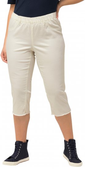 Ulla Popken Stretch Fit Raw Hem Capris Snow White - Kavbojke & Hlače v Velikih Številkah – Plus Size - 