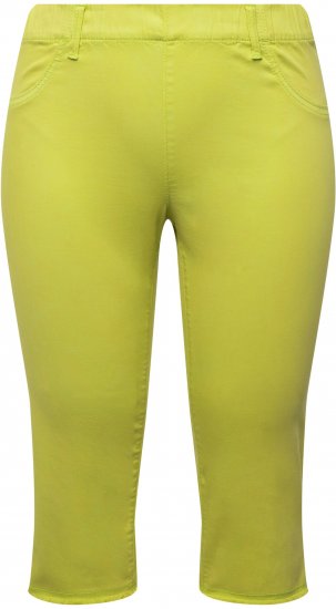 Ulla Popken Stretch Fit Raw Hem Capris Pistachio - Kavbojke & Hlače v Velikih Številkah – Plus Size - 