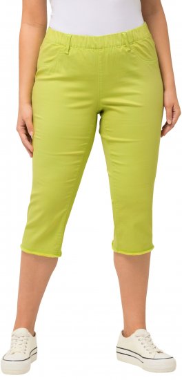 Ulla Popken Stretch Fit Raw Hem Capris Pistachio - Kavbojke & Hlače v Velikih Številkah – Plus Size - 