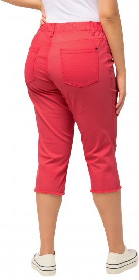 Ulla Popken Stretch Fit Raw Hem Capris Dark Coral - Kavbojke & Hlače v Velikih Številkah – Plus Size - 