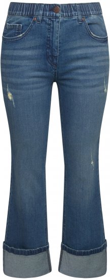 Ulla Popken Wide Cuff Stretch Fit Jeans Blue Denim - Kavbojke & Hlače v Velikih Številkah – Plus Size - 