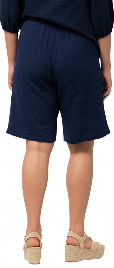 Ulla Popken Muslin Elastic Waist Wide Leg Shorts Blue - Kavbojke & Hlače v Velikih Številkah – Plus Size - 