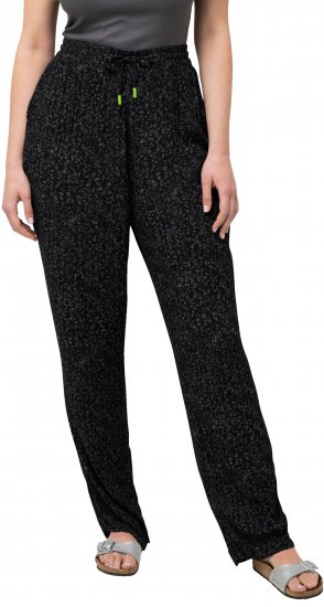 Ulla Popken Speckled Crepe Pull On Pants Black - Kavbojke & Hlače v Velikih Številkah – Plus Size - 