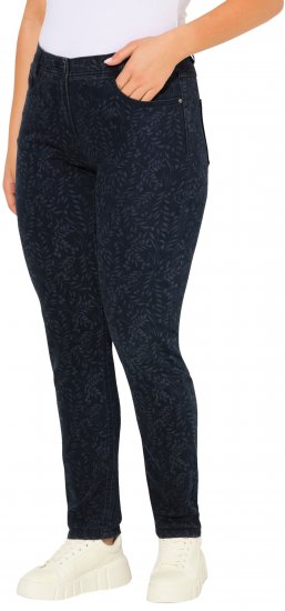 Ulla Popken Leaf Print Boyfriend Jeans Blue - Kavbojke & Hlače v Velikih Številkah – Plus Size - 