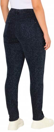 Ulla Popken Leaf Print Boyfriend Jeans Blue - Kavbojke & Hlače v Velikih Številkah – Plus Size - 