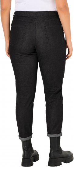 Ulla Popken Raw Denim Stripe Stretch Fit Jeans Black - Kavbojke & Hlače v Velikih Številkah – Plus Size - 