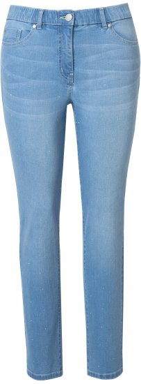 Ulla Popken Rhinestone Detail Stretch Fit Jeans Light Blue Denim - Kavbojke & Hlače v Velikih Številkah – Plus Size - 