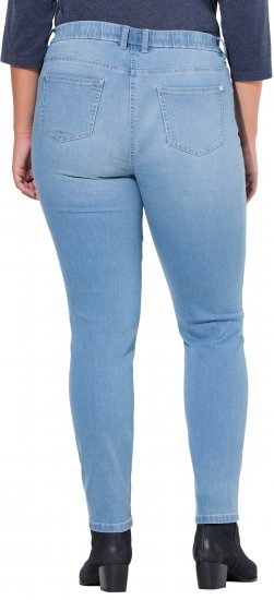 Ulla Popken Rhinestone Detail Stretch Fit Jeans Light Blue Denim - Kavbojke & Hlače v Velikih Številkah – Plus Size - 