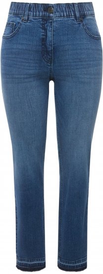 Ulla Popken Fringed Hem Stretch Fit Jeans Denim Blue - Kavbojke & Hlače v Velikih Številkah – Plus Size - 