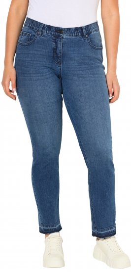 Ulla Popken Fringed Hem Stretch Fit Jeans Denim Blue - Kavbojke & Hlače v Velikih Številkah – Plus Size - 