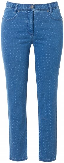 Ulla Popken Polka Dot Stretch Fit Jeans Blue Denim - Kavbojke & Hlače v Velikih Številkah – Plus Size - 