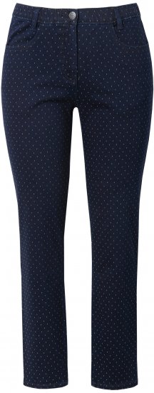 Ulla Popken Polka Dot Stretch Fit Jeans Denim Blue - Kavbojke & Hlače v Velikih Številkah – Plus Size - 