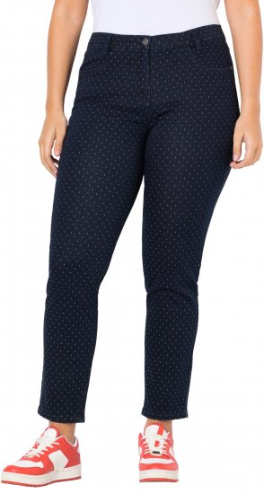 Ulla Popken Polka Dot Stretch Fit Jeans Denim Blue - Kavbojke & Hlače v Velikih Številkah – Plus Size - 