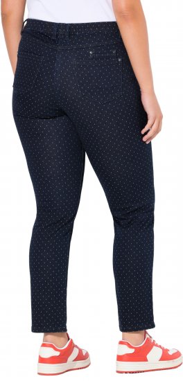 Ulla Popken Polka Dot Stretch Fit Jeans Denim Blue - Kavbojke & Hlače v Velikih Številkah – Plus Size - 