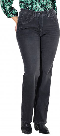 Ulla Popken Wide Leg Mandy Jeans Black - Kavbojke & Hlače v Velikih Številkah – Plus Size - 