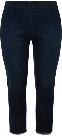 Ulla Popken Cropped Raw Hem Jeggings Denim Blue - Kavbojke & Hlače v Velikih Številkah – Plus Size - 