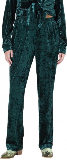 Ulla Popken Velvet Elastic Waist Pants Green - Kavbojke & Hlače v Velikih Številkah – Plus Size - 