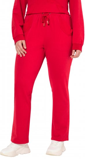 Ulla Popken Elastic Waist Sweatpants Red - Kavbojke & Hlače v Velikih Številkah – Plus Size - 
