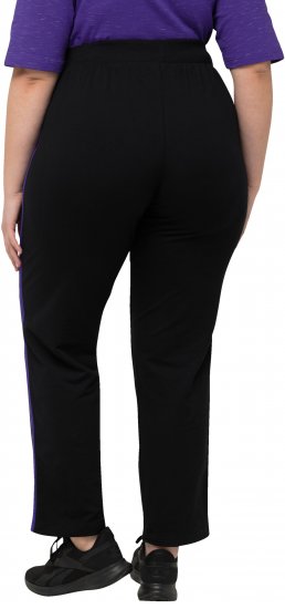 Ulla Popken Striped Elastic Waist Sweatpants Black - Kavbojke & Hlače v Velikih Številkah – Plus Size - 