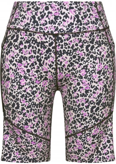 Ulla Popken Leopard Print Quick Drying Shorts Black - Kavbojke & Hlače v Velikih Številkah – Plus Size - 