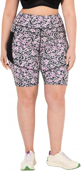 Ulla Popken Leopard Print Quick Drying Shorts Black - Kavbojke & Hlače v Velikih Številkah – Plus Size - 