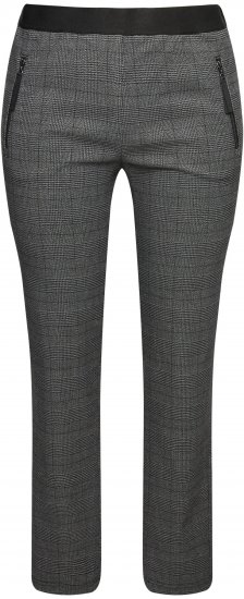 Ulla Popken Plaid Elastic Waist Tapered Leg Pants Black - Kavbojke & Hlače v Velikih Številkah – Plus Size - 