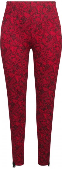 Ulla Popken Lace Print Leggings Red - Kavbojke & Hlače v Velikih Številkah – Plus Size - 