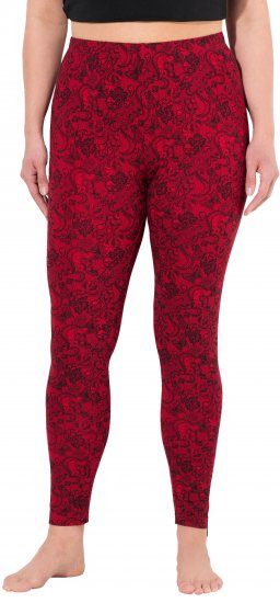 Ulla Popken Lace Print Leggings Red - Kavbojke & Hlače v Velikih Številkah – Plus Size - 
