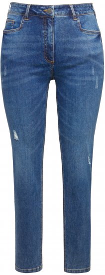 Ulla Popken Lightly Distressed Slim Leg Jeans Blue - Kavbojke & Hlače v Velikih Številkah – Plus Size - 