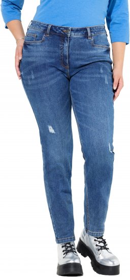 Ulla Popken Lightly Distressed Slim Leg Jeans Blue - Kavbojke & Hlače v Velikih Številkah – Plus Size - 