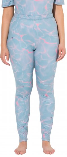 Ulla Popken Wave Print Ski Leggings Blue - Kavbojke & Hlače v Velikih Številkah – Plus Size - 