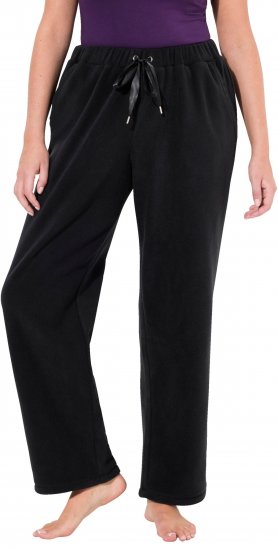 Ulla Popken Fleece Loungewear Pants Black - Kavbojke & Hlače v Velikih Številkah – Plus Size - 
