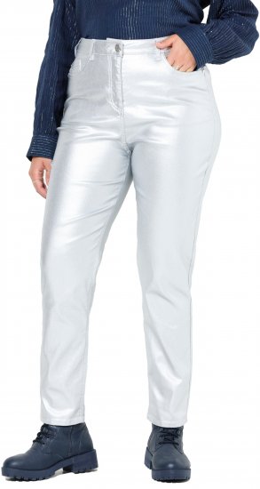 Ulla Popken Metallic Stretch Fit Mom Jeans Silver - Kavbojke & Hlače v Velikih Številkah – Plus Size - 