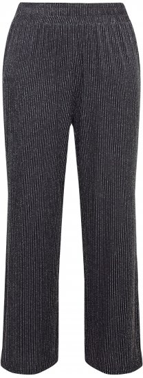 Ulla Popken Sparkling Pinstripe Elastic Waist Pants Black - Kavbojke & Hlače v Velikih Številkah – Plus Size - 
