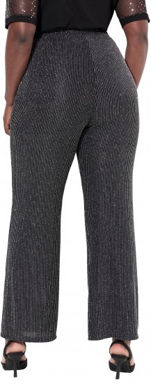 Ulla Popken Sparkling Pinstripe Elastic Waist Pants Black - Kavbojke & Hlače v Velikih Številkah – Plus Size - 